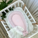 Protectie somn – Baby Nest co-sleeping cu doua fete, alb-roz (1)